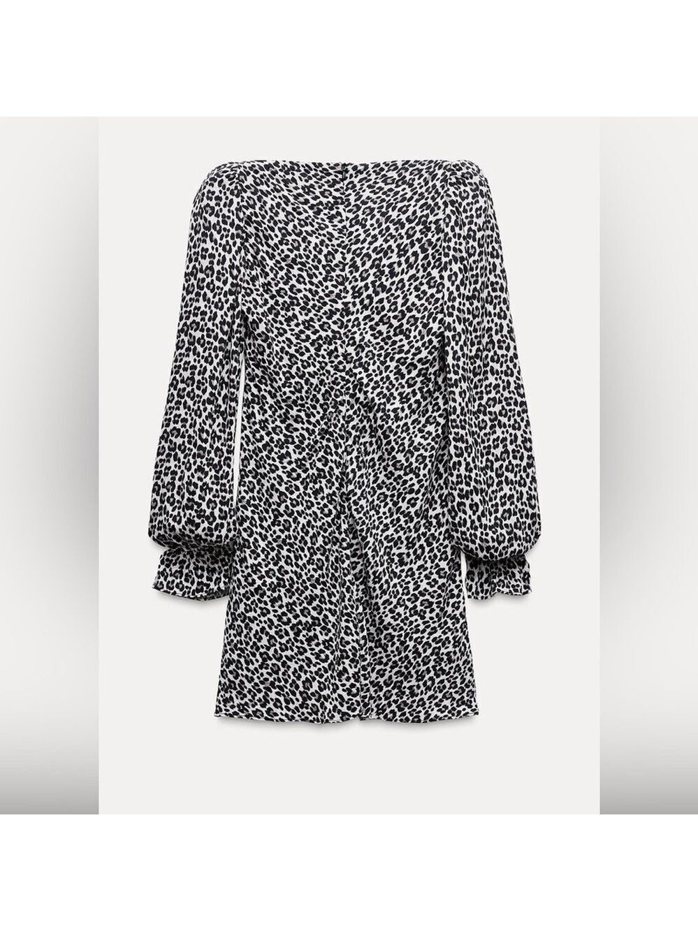 Zara Leopard Print Square Neck Long Sleeve Mini Dress Size S NWT - Picture 6 of 14